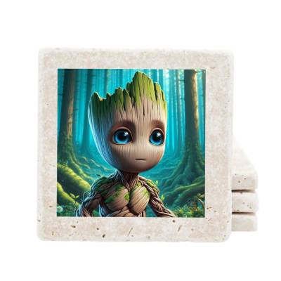 Baby Groot Baskılı Taş Bardak Altlığı