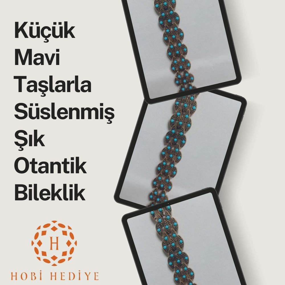 Küçük Mavi Taşlarla Süslenmiş Şık Otantik Bileklik