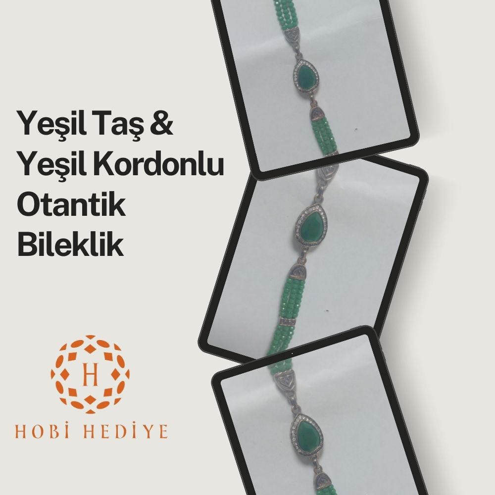 Yeşil Taş ve Yeşil Kordonlu Otantik Bileklik